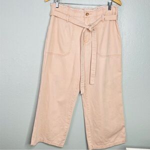 Current Air Los Angeles Cropped Wide-leg Trousers SZ Large Pink Tie Front